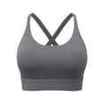 thumbnail image 1 of Womens Wirefree Bra Women High Support Sports Bras, Crisscross Back Running Workout Brassiere, Wireless Gym Cami Cropped Tops Dark Gray L, 1 of 6
