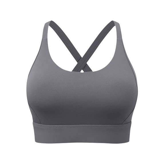 Womens Wirefree Bra Women High Support Sports Bras, Crisscross Back Running Workout Brassiere, Wireless Gym Cami Cropped Tops Dark Gray L