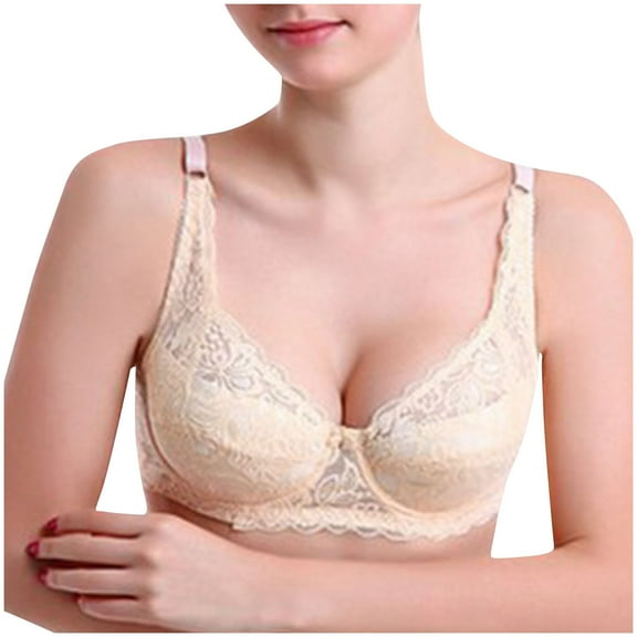 Womens Wirefree Bras New Women Full Cup Bras Breathable Comfort Floral Lace Plus Size Non Padded Bralette Wirefree Underwear Bra Padded Bralettes for Women Bra for Women Beige