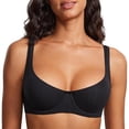 thumbnail image 1 of Womens Wirefree Molded Cup Bra,Wide Straps Full Coverage Smooth Fabric Support Black 38D, 1 of 4
