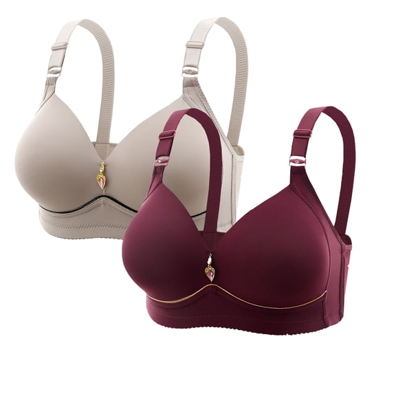 Womens Wireless Bra Pack of 2 No Underwire Push Up Bras, Full Coverage Soft Lined Cups, Plus Size Women Everyday Comfort Tshirt Bra