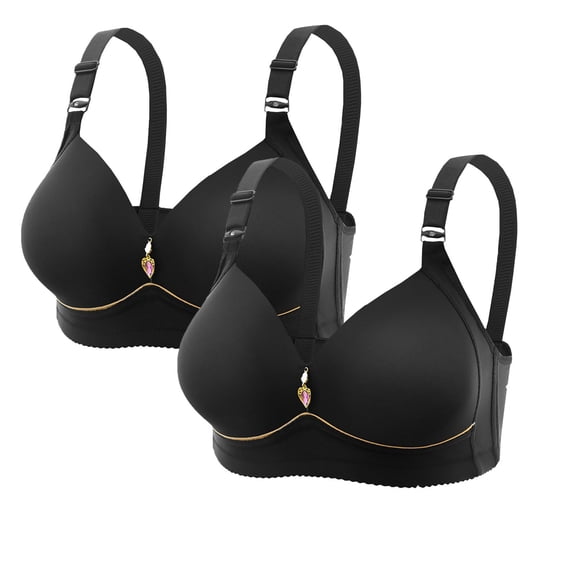 Womens Wireless Bra Pack of 2 No Underwire Push Up Bras, Full Coverage Soft Lined Cups, Plus Size Women Everyday Comfort Tshirt Bra