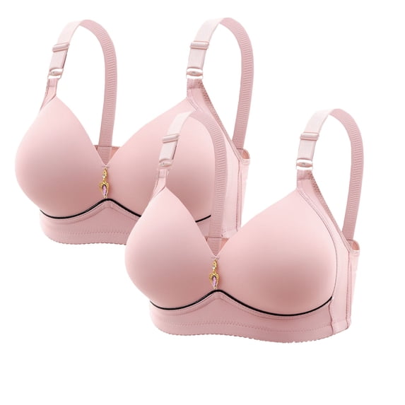 Livrdious Wireless Bras for Women Pack of 2 No Underwire Padded Push Up Bras, Full Coverage Plus Size Women Everyday Comfort Tshirt Bra