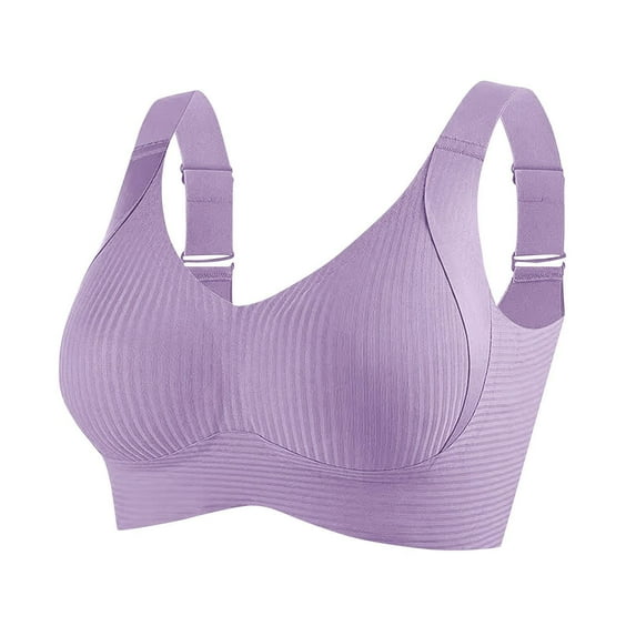 Womens Wireless Bra Plus Size Fashion Sports Bra Underwear Bra Everyday Underwear Purple M-3XL