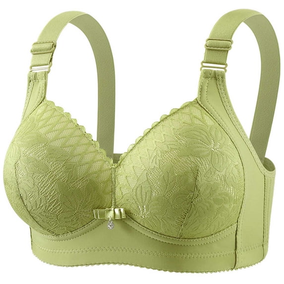 VONCOS Womens Wireless Bra Plus Size Full Coverage Lace Bra Comfort Everyday Seamless Bra with Adjustable Straps Supportive Green 36-46,Size 36