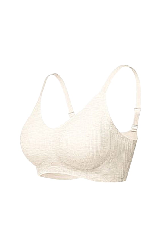 Womens Wireless Bra Supportive Comfort Adjustable Strap Full Coverage V Neck Bralettes Push Up Seamless Bras