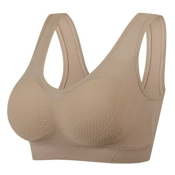 Womens Wireless Bras Comfortable Push Up Bra Plus Size Everyday Bras for Women Ndbuld Women's Solid Color Backless Sexy Seamless Push-Up Beautiful Back Underwear Everyday Bras Khaki L