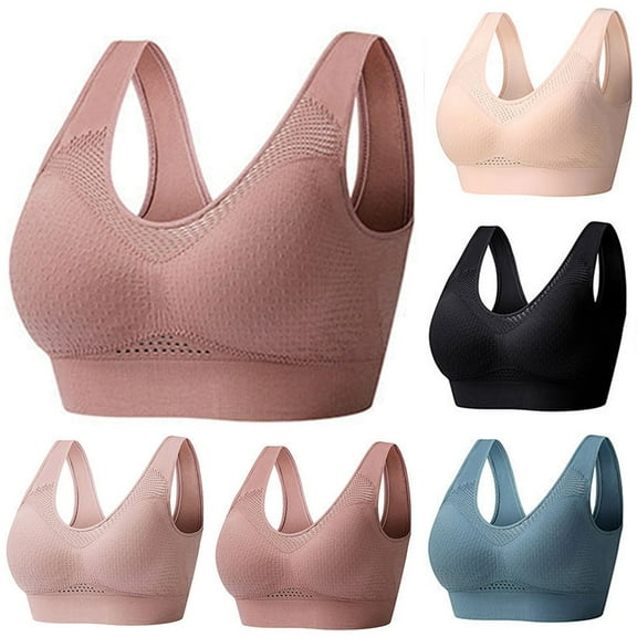 Womens Wireless Bras Comfortable Push Up Bra Plus Size Everyday Bras for Women Ndbuld Women's Solid Color Backless Sexy Seamless Push-Up Beautiful Back Underwear Everyday Bras Khaki XL