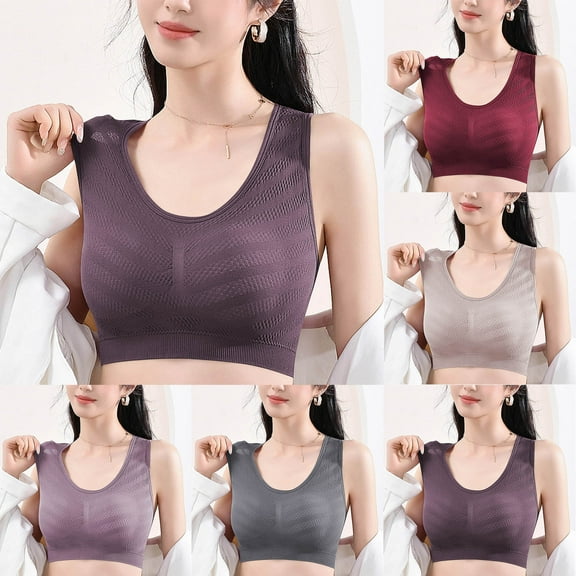 Womens Wireless Bras Comfortable Push Up Bra Plus Size Everyday Bras for Women Ndbuld Women's Solid Color Backless Sexy Seamless Push-Up Beautiful Back Underwear Everyday Bras Gray M