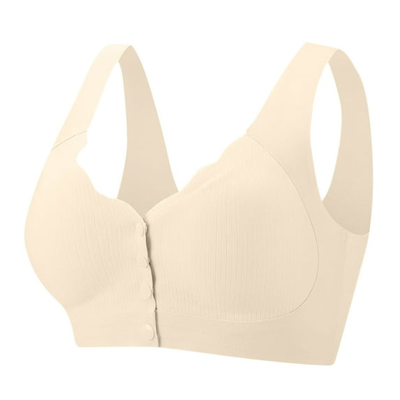 Womens Wireless Bras Comfortable Push Up Bra Womens Front-Close Bra, Wireless Bra for Women Ndbuld Women's Solid Color Backless Sexy Seamless Push-Up Beautiful Back Underwear Everyday Bras White XL