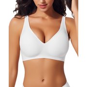 Womens Wireless Bras Deep V Comfortable Supportive Bra No Underwire Push Up Bralettes Seamless T-shirt Bra
