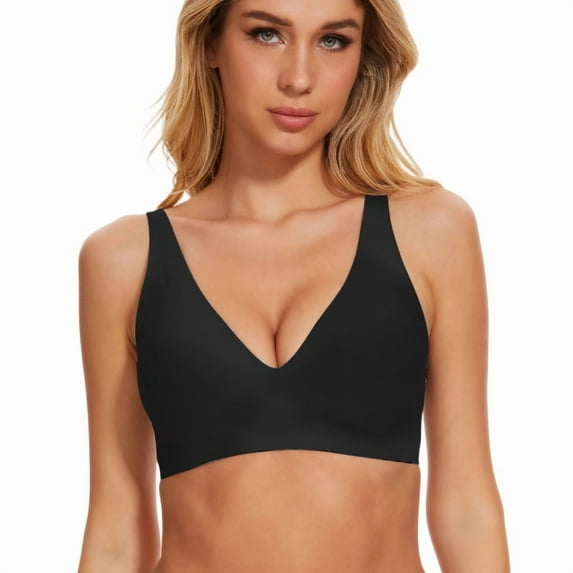 Womens Wireless Bras Deep V Seamless Push Up Full Coverage Bras For Women No Underwire Everyday Bra Bralette Supportive Tshirt Bra