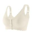 thumbnail image 1 of Womens Wireless Bras Front Closure - Comfortable Push Up Bra No Underwire Bra Full Coverage Everyday Seniors Bra (XL, White), 1 of 5