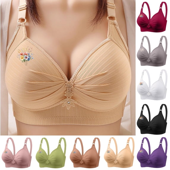 Womens Wireless Bras Push Up Support Full Coverage Bralettes Push-up Breathable Daily Underwear Small Print Bra