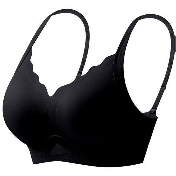 Womens Wireless Bras Scalloped Push Up Bralettes No Underwire Supportive Tshirt Bra Seamless Comfortable Everyday Bras