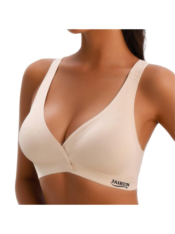 Womens Wireless Bras Seamless No Underwire Bra Padded Lift Elastic Strap Full Support Lift Everyday Bras Wireless Push Up Bras for Women No Hooks Front Closure for Women