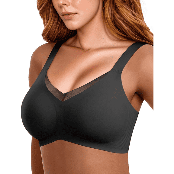 Womens Wireless Bras V Mesh Comfortable Bralette Supportive Tshirt Bra No Underwire Seamless Push Up Everyday Bras