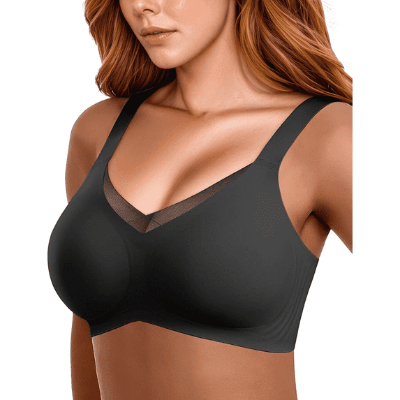 Womens Wireless Bras V Mesh Comfortable Bralette Supportive Tshirt Bra No Underwire Seamless Push Up Everyday Bras