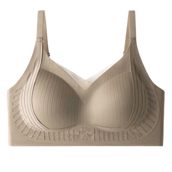 Womens Wireless Bras V Mesh Comfortable Full Coverage Bra Support Tshirt Bra No Underwire Push Up Everyday Bras (2XL, Coffee)