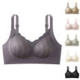 thumbnail image 1 of Womens Wireless Bras, V Neck Full Coverage Push-Up Bras with Adjustable Straps, Breathable Comfort Bra for Daily | VerBelle,Beige L, 1 of 4