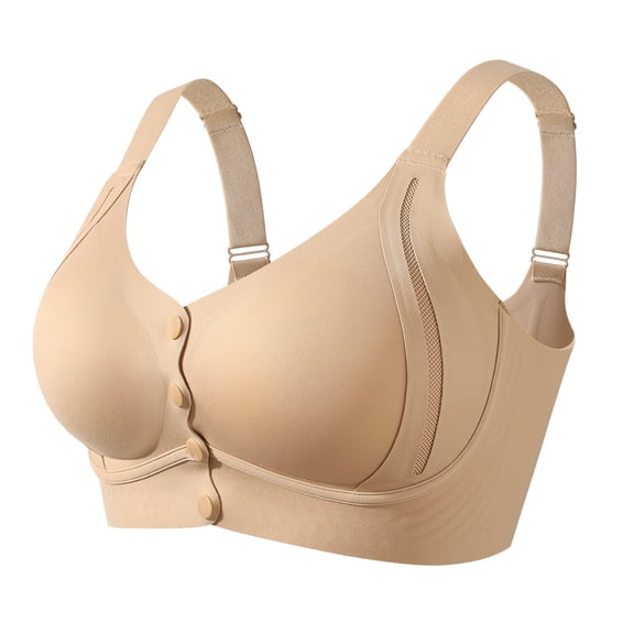 Womens Wireless Jelly Bra Plus Size Supportive Seamless Bras Full Coverage Push Up Comfortable No Underwire Tshirt Bras (Beige,XL)