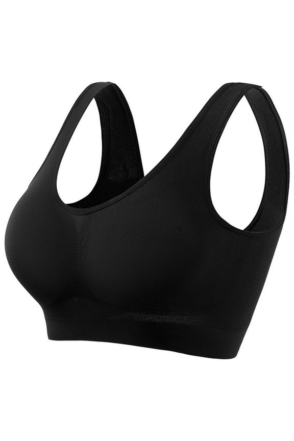Womens Wireless Jelly Bra Plus Size Supportive Seamless Bras Full Coverage Push Up Comfortable No Underwire Tshirt Bras Black 5XL