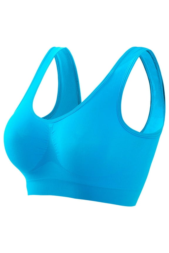 Womens Wireless Jelly Bra Plus Size Supportive Seamless Bras Full Coverage Push Up Comfortable No Underwire Tshirt Bras Blue M
