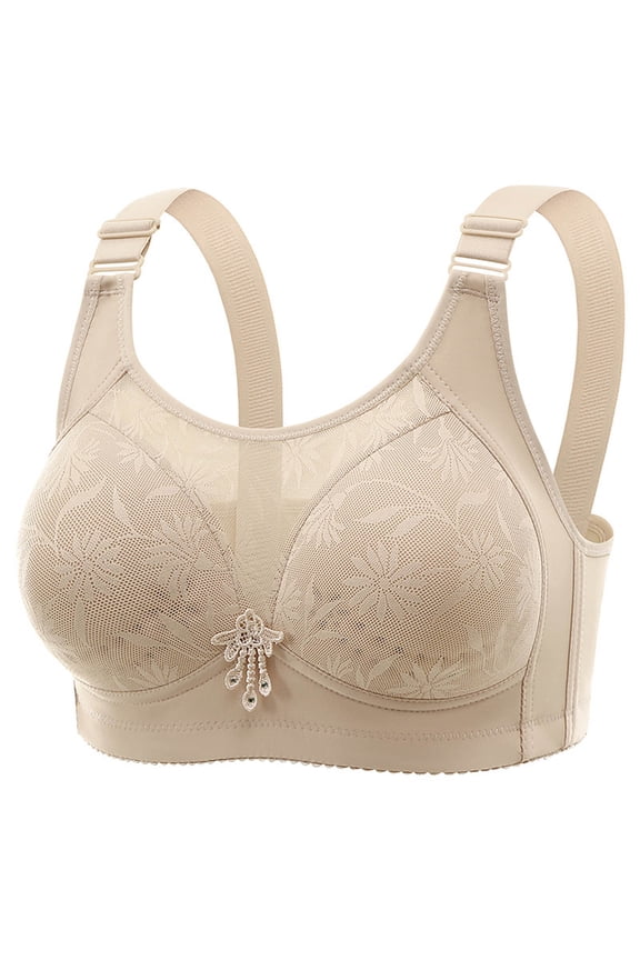 Womens Wireless Minimizer Bra Comfort Full Coverage Plus Size T-Shirt Bra Nylon Spandex 36-46 BC Gray,Size M