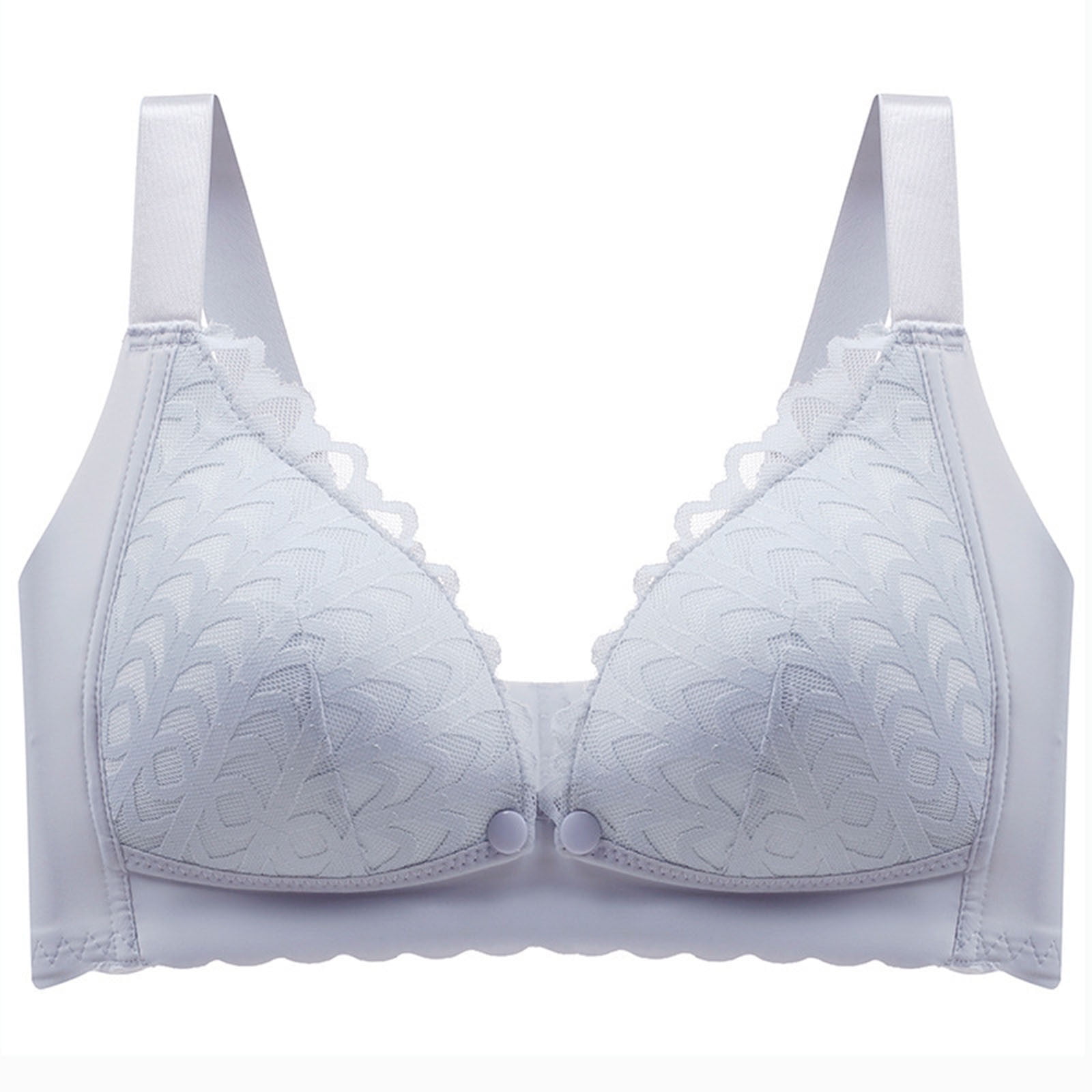 Womens Wireless Nursing Bra Seamless Lace Padded Breastfeeding Bra Maternity Front Open Button