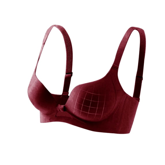 VONCOS Womens Wireless Push Up Bra Seamless T-Shirt Bra No Show Lightly Lined Everyday Comfort Nylon Spandex Wine,Size S