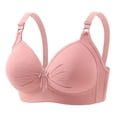 thumbnail image 1 of Womens Wireless Push-Up Bras Everyday Plus Size Full Coverage Bralette Ruched Striped Brassiere Underwear, 46/105BC Pink, 1 of 4