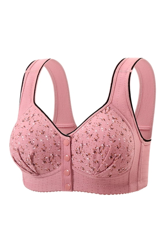 Womens Wireless Push Up Bras for Women Non Magnetic And Non Steel Ring Gathered Bra With Thin Cup And Adjustable Lace Bra Underwear Hot Pink S