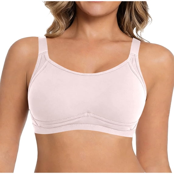 Womens Wireless Seamless Bra T-Shirt Comfort Bra No Underwire Full Coverage Everyday Bra Adjustable Straps Pink,Size XL