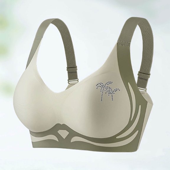 Womens Wireless Seamless Bras Full Coverage Supportive Lounge Bra Print Blocking Lifting Gathering Folding Sagging Bra Lingerie For Women Daily Bra