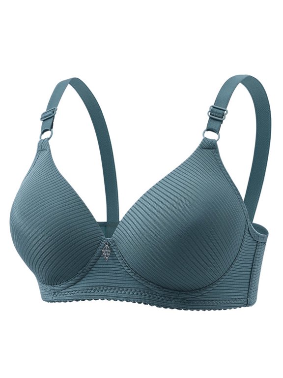Womens Wireless V Mesh Comfortable Bra New Women's Solid Color Back Buckle Thin Style Ventilate Bra without Steel Rim Blue 36/80B