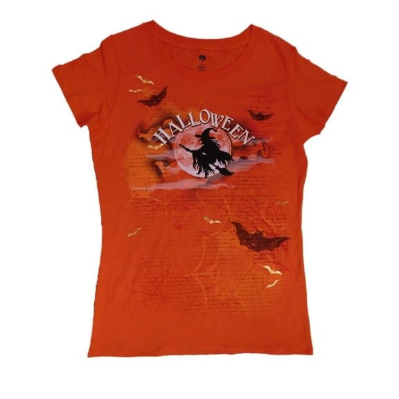 Womens Witch Flying Over The Moon T-Shirt Halloween Tee X-Large