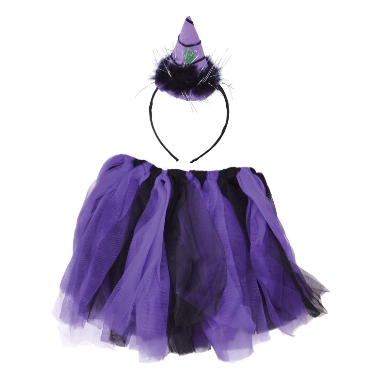 Womens Witch Tutu Purple Black + Headband Instant Disguises Female Halloween Costume Womens Witch Tutu Purple Black + Headband Instant Disguises Female Halloween Costume