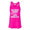 thumbnail image 1 of Womens Without Music Life Would B Flat Funny Music Lovers Flowy Racerback Tank Top T-Shirt, 1 of 1