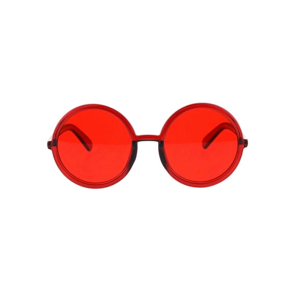 Womens Wizard Round Circle Lens Plastic Mod Fashion Sunglasses Red