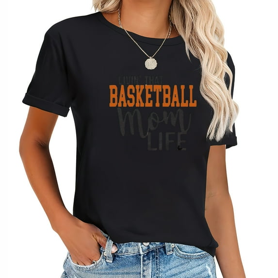 Womens Women Basketball Mom Letter Print T Shirt Casual Funny Mom Shirts Short Sleeve Tops Tee