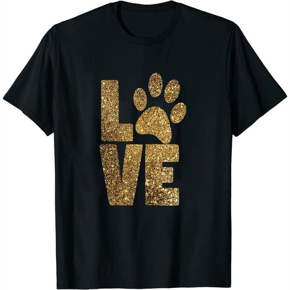 Womens Women'S Love Cat Paw T-Shirt - Gold Style Print T-Shirt Black X-Large