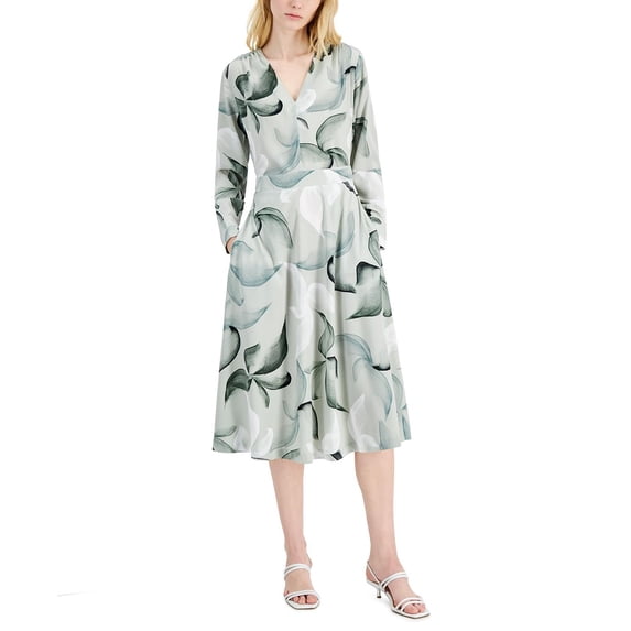 Womens Womens A-Line V-Neck Dress, MultiColor, Size Small