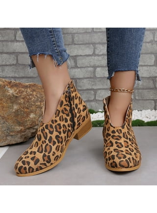 Leopard Platform Ankle Boots