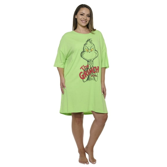 Womens & Womens Plus Size The Grinch Sleep Shirt Nightgown Sleep Shirt Green