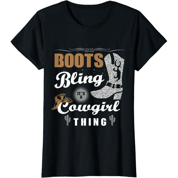 Womens Womens boots & bling it's a cowgirl thing Western women T-Shirt