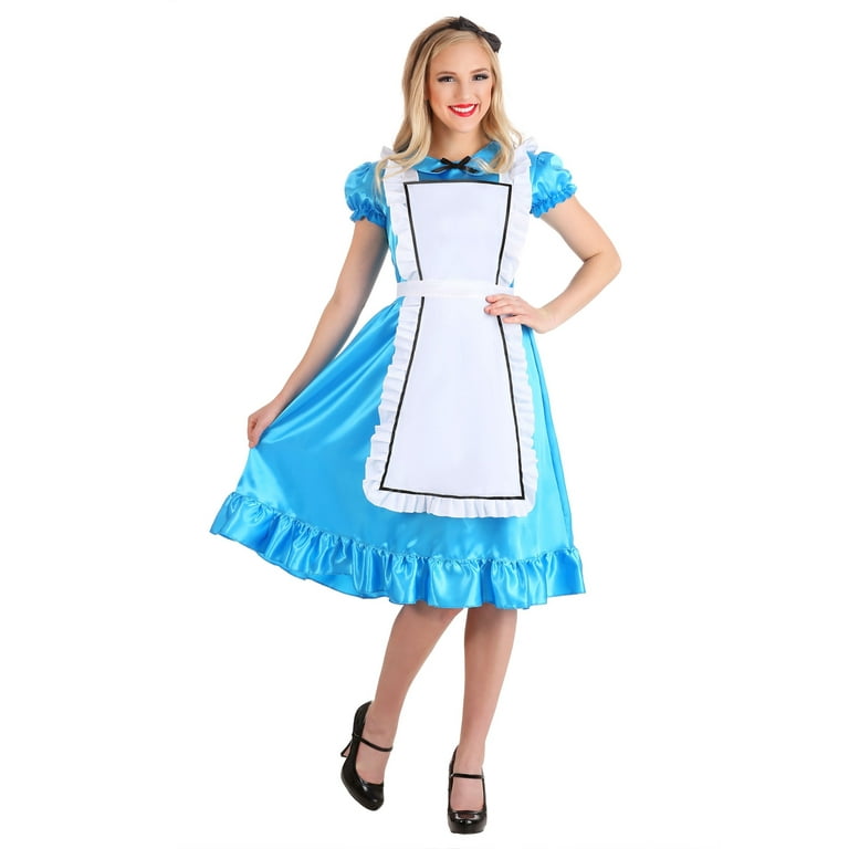FUN Costumes Women's Alice in Wonderland Costume, Blue Dress, White Apron,  Headband Bow - Walmart.com