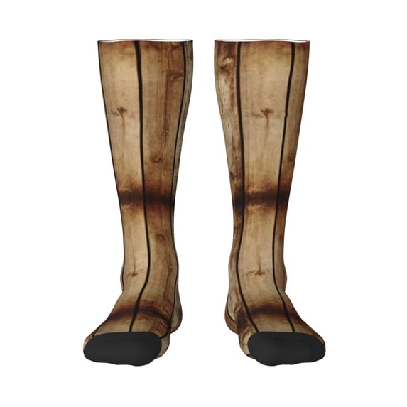 Womens Wood Grain Print Knee High Socks Comfy Thermal Boot Long Socks