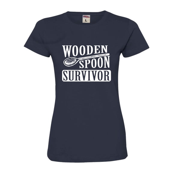 Womens Wooden Spoon Survivor Funny Deluxe Soft T-Shirt