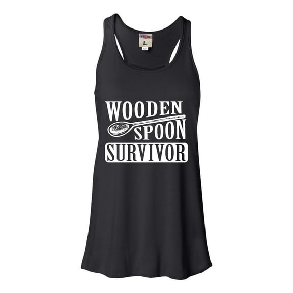 Womens Wooden Spoon Survivor Funny Flowy Racerback Tank Top T-Shirt