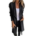 thumbnail image 1 of Womens Wool Blazer Cardigan Casual Office Lapel Business Outerwear Long Sleeve Mid Length Trench Coat Jackets (Black XL), 1 of 6